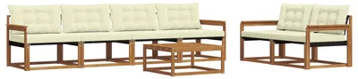 Produktbild von vidaXL Outdoor-Sofagarnitur mit Kissen 7 pcs Natur und Creme