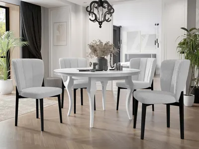Obrázek produktu pro Rozkládací jídelní stůl 100 cm se 4 židlemi KRAM 2 - bílý / černý / šedý