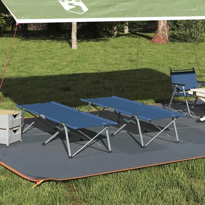 Image de vidaXL Lit pliant pour camping 2 pièces Bleu 194 x 62,5 x 42,5 cm