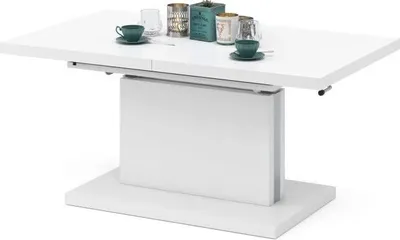 Produktbild von All4All Couchtisch Asti Weiß , Kaffeetisch , Wohnzimmertisch , Höhenverstellbar , mit Einlegeplatten , Ausziehbar , Sofatisch , 120x70cm