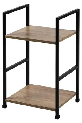 Image de Table d'appoint industrielle à 2 étagères "Colorado" - Noir/Marron - L 29 x l 23,5 x H 48 cm