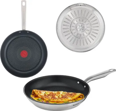 Produktbild von Tefal E49107, Allzweckpfanne, Edelstahl, Edelstahl, Titan, 250 °C, Thermo-Punkt