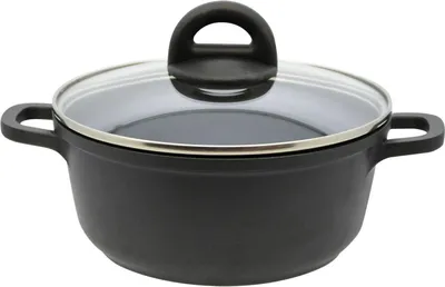 Produktbild von Kochtopf - Ø 20 cm - Schwarz - Aluminiumguss - mit Glasdeckel - Antihaftbeschichtung