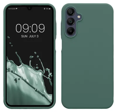 Produktbild von kwmobile Handyhülle für Samsung Galaxy A15 5G Hülle - Case Silikon - Kabelloses Laden - Schutzhülle Cover in Tannengrün