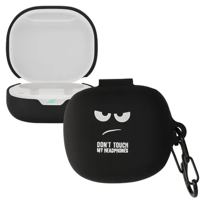 Produktbild von kwmobile Design Schutzhülle für JBL Wave 300 TWS Hülle - TPU Silikon Case für Kopfhörer Ladecase - stoßfestes Cover mit Karabiner - Weiß Schwarz