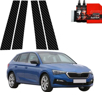 Obrázok produktu pre 4v1 ochranná fólia z uhlíka Grizz Protector pre stĺpik B – Škoda Scala (2019–2023)