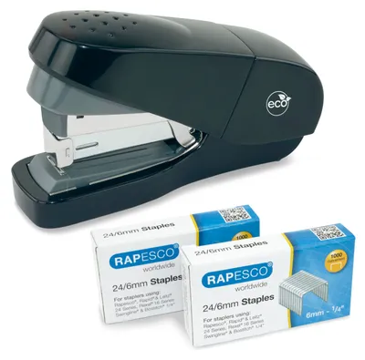 Produktbild von Rapesco Flachheftgerät, ECO, 2000 Heftklammern, 35 Blatt Kapazität, schwarz