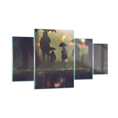 Produktbild von Bilder auf glas - Straße Regen Wasser - 160x90cm - Glasbilder - Wandbilder - Kunstdruck - zum Aufhängen bereit - Wanddekoration aus Glas - Glas Bilder - Wandbild auf Glas - 4 Teile - GDL160x90-3885