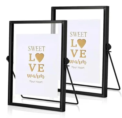 Image de Cadre photo A5 - Double cadre photo - 15 x 20 cm - Verre/Métal - Cadres photo autoportants - Qualité supérieure - Durable - Encadrement photo