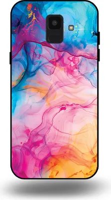 Produktbild von Smartphonica Telefon Fall geeignet für Samsung Galaxy A6 2018 mit Regenbogen Acryl Marmor Druck - TPU Backcover Fall Regenbogen Acryl Marmor Design