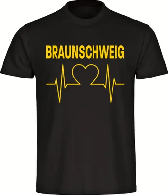 Produktbild von multifanshop Herren T-Shirt - Braunschweig - Herzschlag, schwarz-1, Größe L
