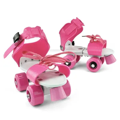 Produktbild von Quad Skates,zweireihige Rollschuhe für Kleinkinder, Rollschuhe, Innengröße 16–21 cm, rosa