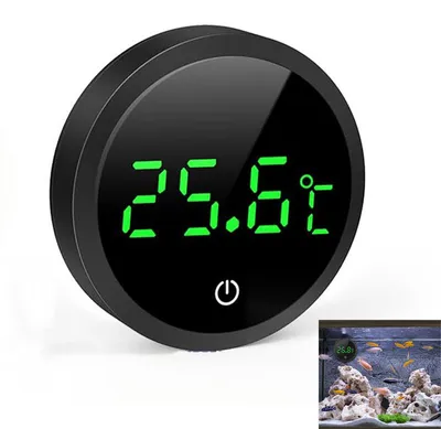 Produktbild von Digitales Aquarium Thermometer Mini, High Precision Temperature Sensor – LED Touch-Display, 0–60°C, klebend Für Süß- & Meerwasser