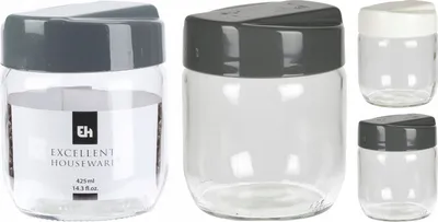 Produktbild von 2er Set Excellent Houseware Frischhaltedosen, Glas/Kunststoff, 425 ml, transparent