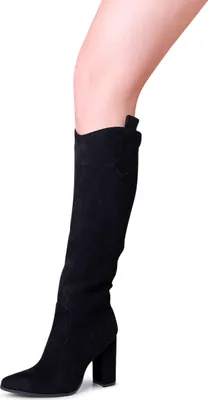 Produktbild von topschuhe24 2296 Damen Velours Stiefel Western Look, Farbe:Schwarz, Größe:36 EU