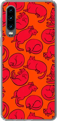 Produktbild von MuchoWow® Handyhülle Schutzhülle Hülle für Telefoonhoesje Huawei P30 Muster - Katze - Orange - Jungen - Mädchen - Kinder - Kind Silikon Softcase Handy Hülle - Kartenbesitzer