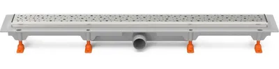 Productafbeelding van Chud?j vloerafvoer, 850 mm, zijuitlaat D40, vierkant, glanzend, met roestvrijstalen frame, model CH 850 SN