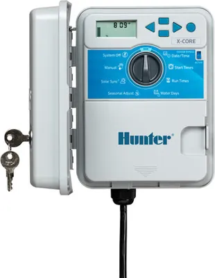 Produktbild von Hunter | Bewässerungssteuerung XC-401-E – 4 Zonen – Außen – Intuitive Programmierung – LCD-Display