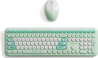 Obrázek produktu pro Mofii Bezdrátová sada klávesnice a myši, 110 kláves, plná velikost, ultratenká, 2,4 GHz, rychlost pohybu 1200, USB, ergonomická, pro kancelářské notebooky