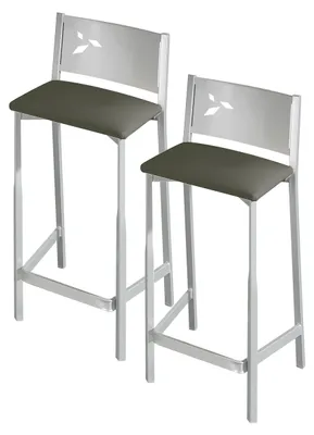 Image de ASTIMESA TAACBL : Deux tabourets pour la cuisine, 60 cm, revêtus de similicuir, couleur graphite