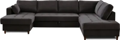 Produktbild von Lisa Design ANNA, Wohnlandschaft Ecksofa, mit Schlaffunktion und Bettkasten, 7-Sitzer, zeitgenössischer Stil– rechts , Dunkelgrau