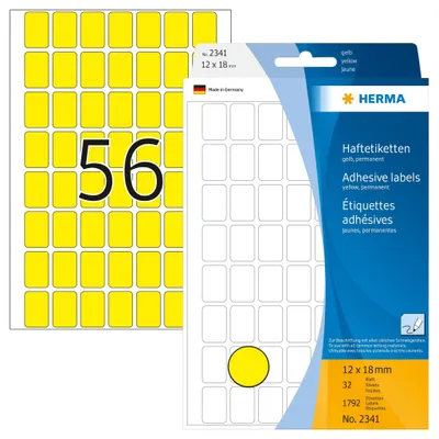 Immagine prodotto di HERMA 2341 HERMA Vielzweck-Etiketten, 12 x 18 mm, gelb, Großpackung