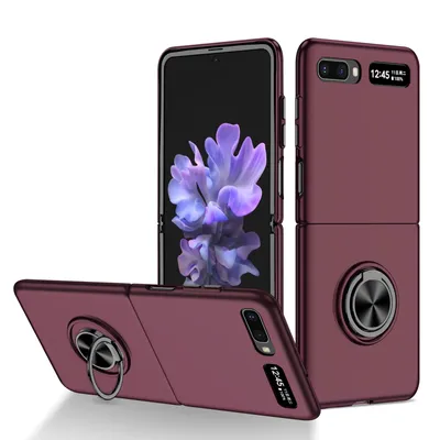Obrázek produktu pro Tenké tvrdé PC pouzdro pro Samsung Galaxy Z Flip 5G, s prstencovým stojánkem Bordó