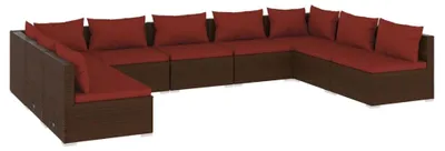 Produktbild von vidaXL 9-tlg. Garten-Lounge-Set mit Kissen Poly Rattan Braun