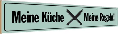 Produktbild von vianmo Holzschild 10x46 cm Meine Küche Regeln Kochen