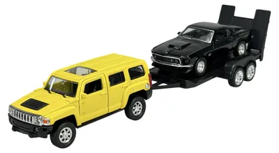 Produktbild von Welly 2-Pack Hummer H3 + 1969 Ford Mustang Boss 429  Die Cast Metall Modell Neu im Kasten 1:34