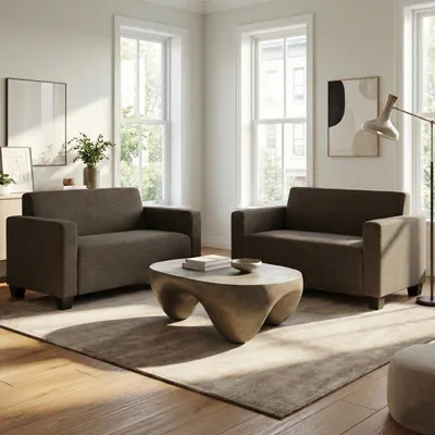 Produktbild von Sofa-Garnitur Couch-Garnitur 2x 2er Sofa Lyon Stoff/Textil  braun