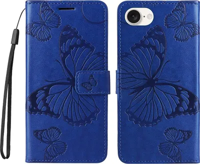 Produktbild von iPhone 16e / 17e Hülle - Coverup Schmetterlinge Klapphülle - Blau