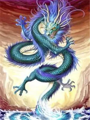 Diamond Painting Set Drache, 25x35 cm, Bastelset Kinder ab 5