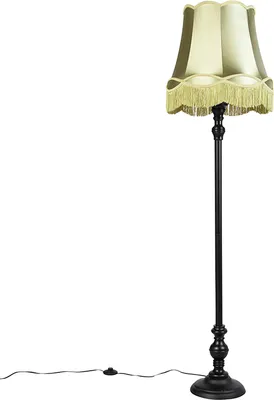 Zdjęcie produktu dla Lampa stojąca czarna z abażurem w kolorze zielonym - Classico