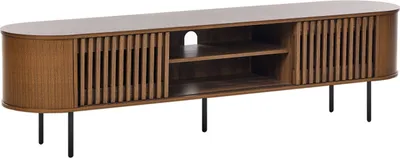 Produktbild von BELIANI TV-Möbel Dunkelbraun Spanplatte Metallbeine Retro-Stil Wohnzimmer Möbel Aufbewahrung