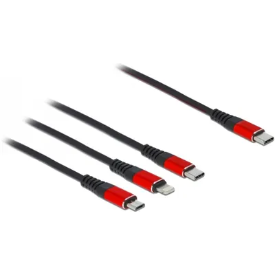 Produktbild von Delock USB Ladekabel 3 in 1 USB Type-C zu Lightning" / Micro USB / USB Type-C 1 m