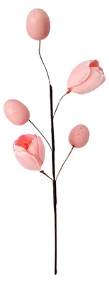 Produktbild von Ostereier-Arrangement: Künstliche Tulpenstiele mit Eiern, ideal als Vasenfüller oder Tischdekoration.