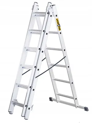 Zdjęcie produktu dla Drabina aluminiowa trzyelementowa 6 stopni 150 kg