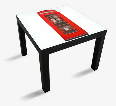 Produktbild von Wallario Möbeldesign -  Glasplatte, Schutzplatte mit Motiv - geeignet für Ikea Lack Tisch, Größe: 55 x 55 cm, Motiv: London Rote Telefonzelle