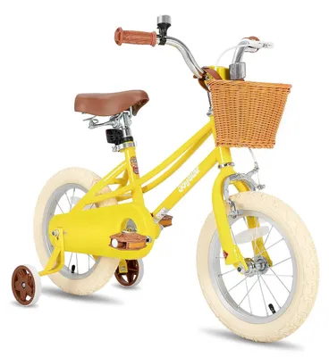 Image de Vélo pour enfant (fille) - Vélo 16 pouces (40 cm) - Avec roues d'appoint - Avec panier - Cadre en métal - 2 roues - Jaune