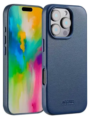 Produktbild von Accezz MagSafe Leather Backcover iPhone 16 Pro - Nightfall Blue