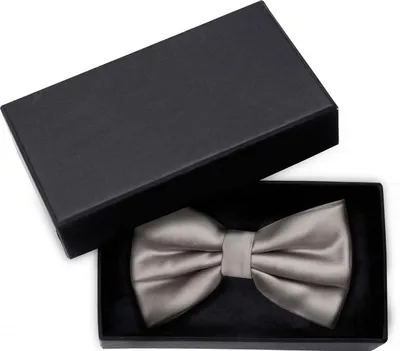 Produktbild von Fabio Farini - 1 Stück Graue Herren Fliegen - Männer Querbinder Vorgebunden Bowtie Einfarbig Uni Dunkelgrau - Gray Marble