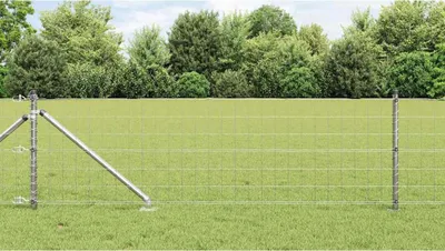 Produktbild von "2026 Promotion" Zaun mit Pfosten - Drahtzaun - Silber 0,6x50 m Stahl - Metallzäune CC19065