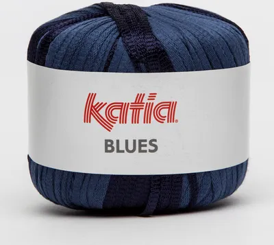 Produktbild von BLUES, BW-Bändchengarn mit Glanz-/Matteffekt von Katia, Farbe BLAU (67), ca. 90m/50g
