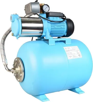 Productafbeelding van Hauswasserwerk MAX-H 1300 - Centrifugaalpompen (6000 liter per uur, 1300 W, opvoerhoogte 55 meter) - 50 liter drukvat - Automatische waterinstallatie met drukregelaar en manometer - RVS waterpomp (INOX) voor tuinirrigatie, 50 liter