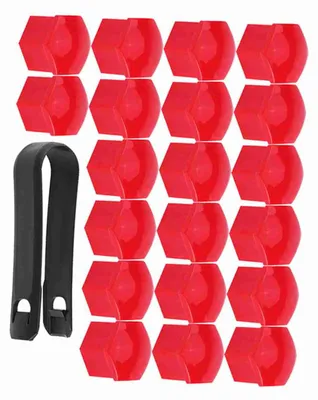 Image de Lot de 20 cache-moyeux, cache-écrous, cache-vis et capuchons de protection pour pneus, universels, rouges