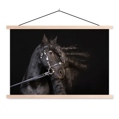 Produktbild von MuchoWow® Textilposter Pferd - Halfter - Mähne 60x40 cm mit holzfarbenen Rahmen - Bilder
