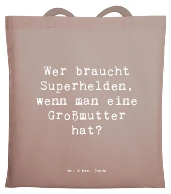 Produktbild von Mr. & Mrs. Panda Tote Bag Spruch Großmutter Liebe - Braun Pastell - Geschenk, Geburtstag, für, zur, Geburtstage, Tasche, Schultasche, Freude, Jutebeutel, Lächeln, Beutel