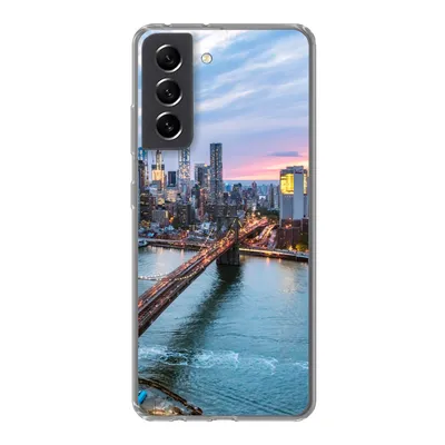 Produktbild von MuchoWow® Handyhülle Schutzhülle Hülle für Samsung Galaxy S21 FE New Yorker Skyline an der Brooklyn Bridge Silikon Softcase Handy Hülle - Mobiltelefonhülle
