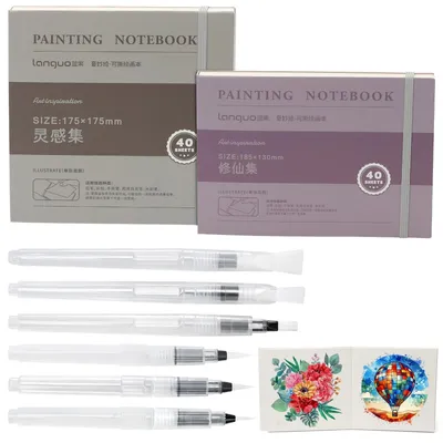 Produktbild von Aquarell-Skizzenbücher-Set mit Pinseln